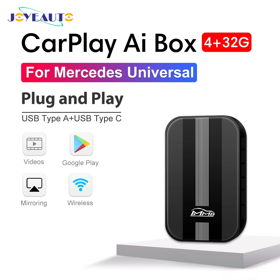 Joyeauto 4+32G AI Box For Mercedes Benz A180 A B C E S CLA GLC CLS GLE GLS G R SLC SL iOS Android Carplay Mirror Video Box