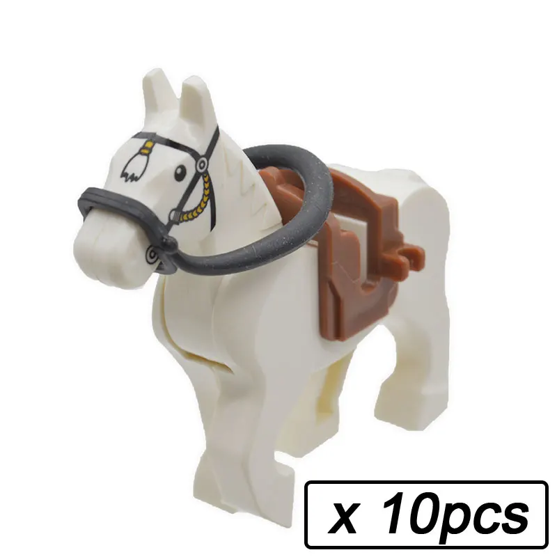 10pcs 70033 WW2 военные лошади черный, белый, коричневый кубики Moc часть строительные блоки военные аксессуары подарки игрушки для детей - Цвет: 10pcs 70033