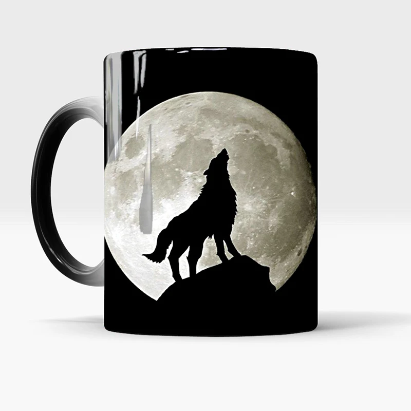 Новинка Moon Wolf изменяющая температуру изменяющая цвет чашка термостойкая кружка Чувствительная чашка кофе чай молоко кружка творческие подарки
