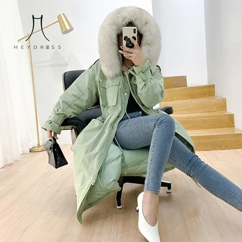 

Bella philosophy Winter Fox Collar Windbreaker lady Down Jacket Women Medium Long Thicker Hooded Parka Mujer female Loose Jacket