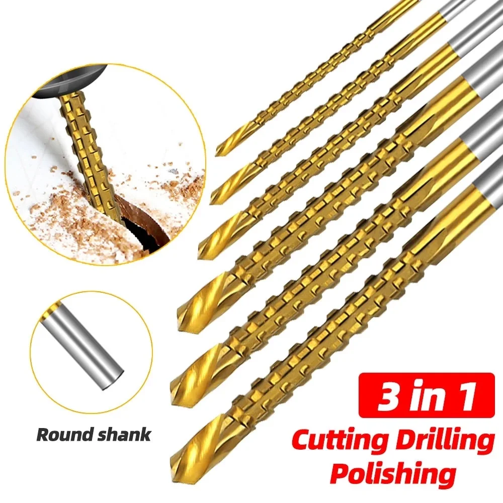 Titanbeschichtetes Bohrer-Set, 3/4/5/6/6,5/8 mm, Spiralschraube, metrischer Verbund-Gewindebohrer, Spiralbohrer zum Schneiden und Bohren – Detail 2