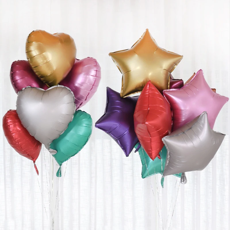 10Pcs 18Inch Heart Star Round Metallic Gold Pink Helium Balloons Set Kids Toys Globos Birthday Party Wedding Decoration Supplie | Дом и сад
