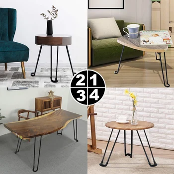 

Folding Table Legs, 4Pcs 13.6 inch / 34.5cm Hairpin Metal Legs Heavy Duty Furniture Legs Black for Coffee Table Laptop Table
