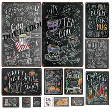 [Douladou] фермерский рынок Тыквенное меню винтажный металлический оловянный знак черный ретро табличка Плакат Бар Паб тарелка украшение стены 30*20 см