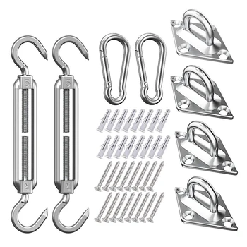 

Promotion! 40Pcs Sun Shade Sail Fixing Kit Sail Shade Hardware Kit 304 Stainless Steel for Garden Rectangle/Square Installation