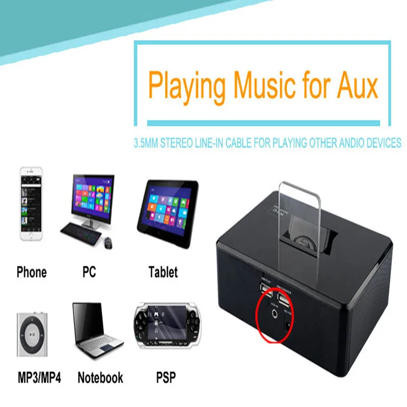 Wireless Bluetooth Speaker Alarm Clock Radio Hotel Room Bedside Electronic Alarm Clock Radio Rotating Charging Base Speaker FM