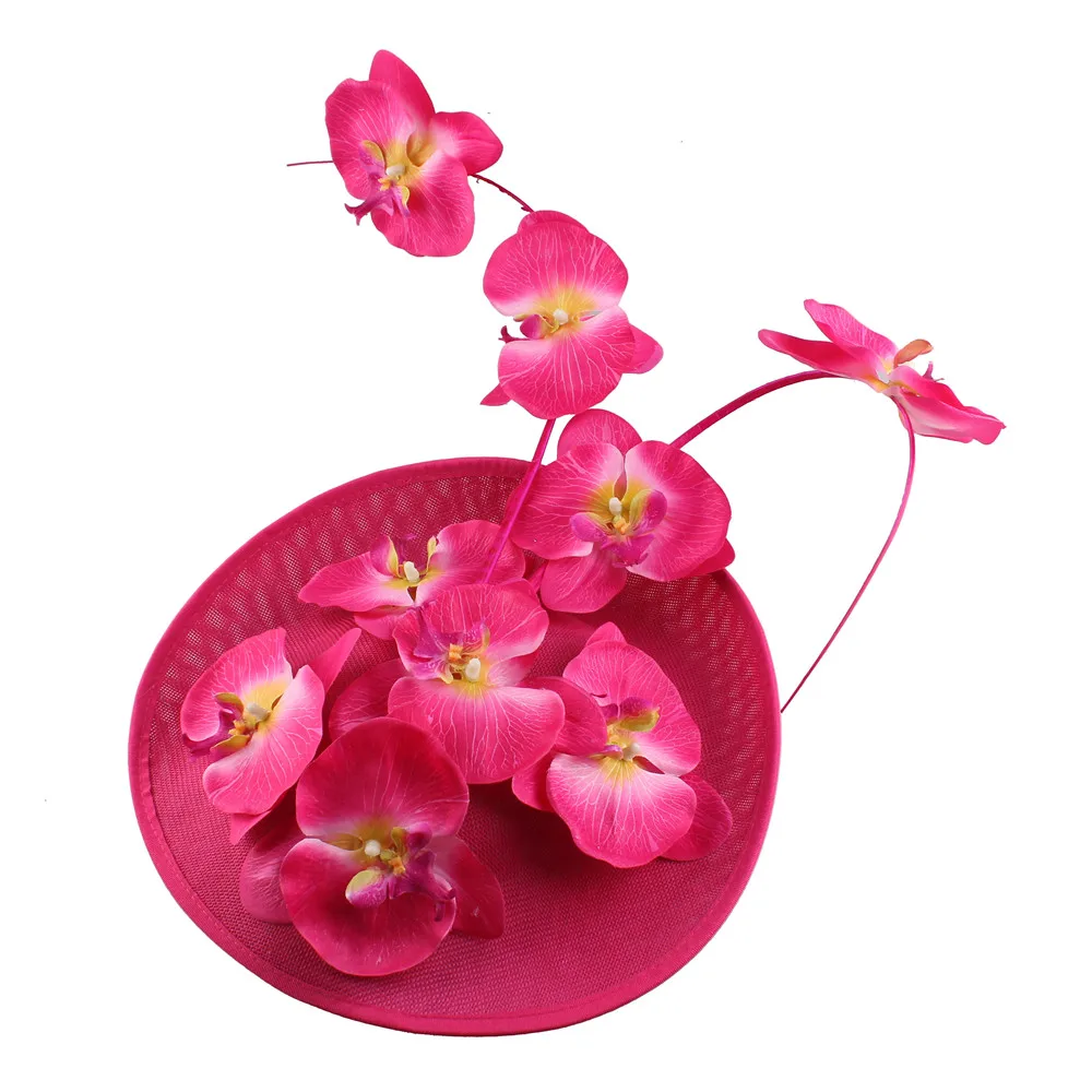 Элегантные женские цветочные украшения millinery Дерби вечерние головные уборы для чая ярко-розовые чапеты вуалетки с красивыми великолепными шляпками для женщин