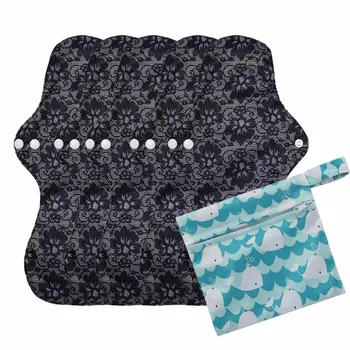 

5pcs Reusable Organic Bamboo Menstrual Pads Heavy Flow Sanitary Pads Washable Mama Sanitary Towel Pad Extra Large With 1 Wet Bag