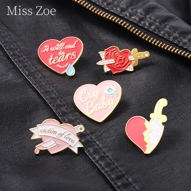 IT WILL END IN TEARS Enamel Pin Tear Rose Love Broken Heart Metal Brooches  Punk Backpack Badges For Women Jewelry Accessories - AliExpress