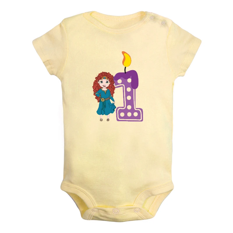 JaBaby2820YD Милый маленький Ариэль, Золушка, Мерида, свечи для первого дня рождения, Одежда для новорожденных, комбинезон, боди для младенцев, одежда, подарок на день рождения - Цвет: JaBaby2820YD