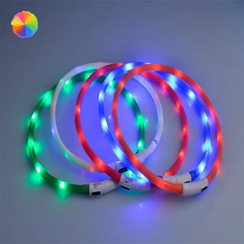 

Adjustable Pet Collar LED Light Outdoor USB Rechargeable Teddy Night Flashing Light Supplies Glowing Luminous Safety