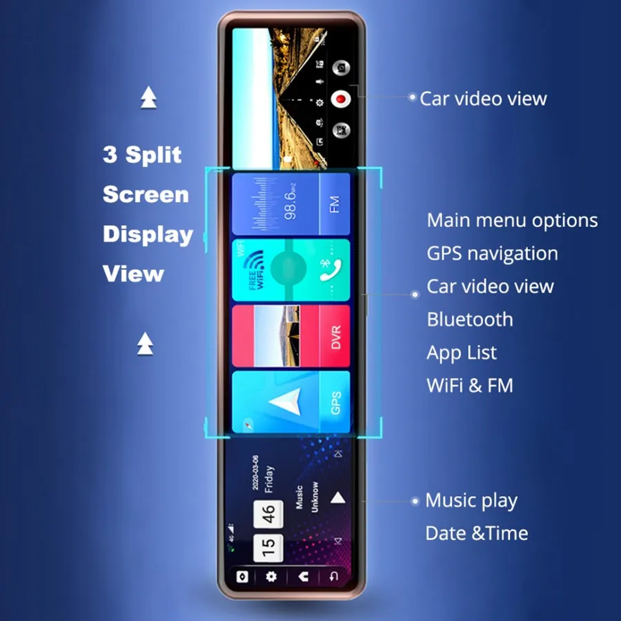 4GB + 32GB Car DVR Camera 4G Android 8.1 Stream RearView Mirror 12inch 1080P Drive Video Auto Recorder Registrator car dash cam