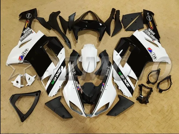 Высокое качество Abs Обтекатели комплект подходит для kawasaki Ninja ZX6R 636 2007 2008 07 08 6R bodyкузов на заказ черный белый Эльф