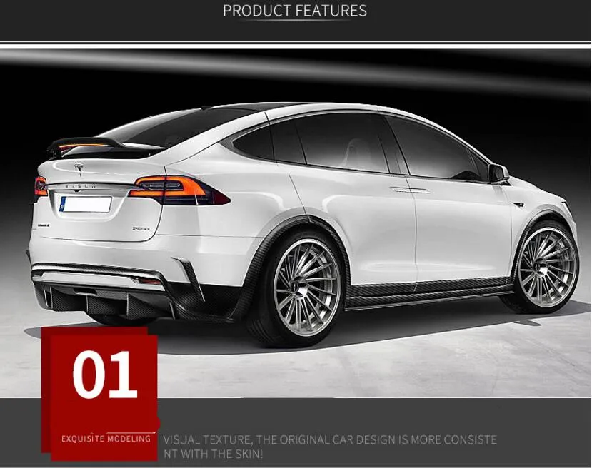 Revozport-Стиль углеродного волокна заднее крыло багажника выступ Спойлеры подходит для Tesla модель X