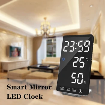 

6Inch Digital Alarm Clock Touch Button LED HD Time Temperature Humidity Home Weather Station for Indoor Outdoor Table Clock