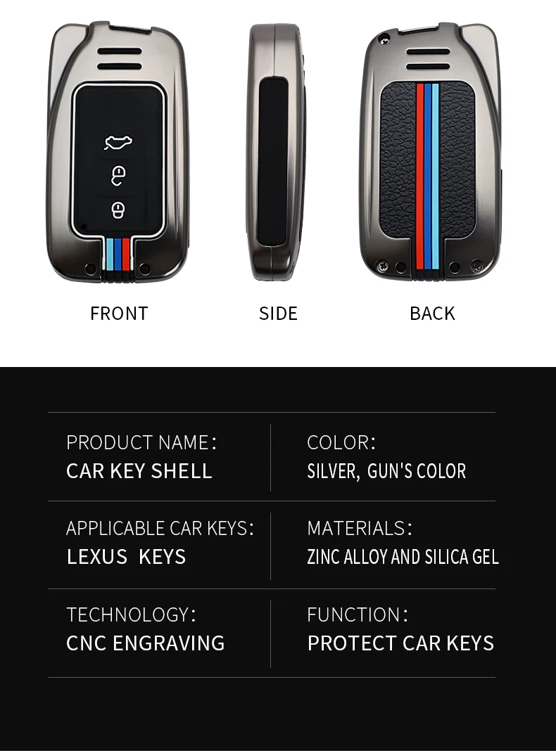 Metal Car Smart Key Case Cover For Lexus NX GS RX ES GX LX RC IS 250 200 350 300H 450H CT200 RX270LX NXIS Shell Fob Accessories - Ha64e348098264c2092892ffd6ff39ec64