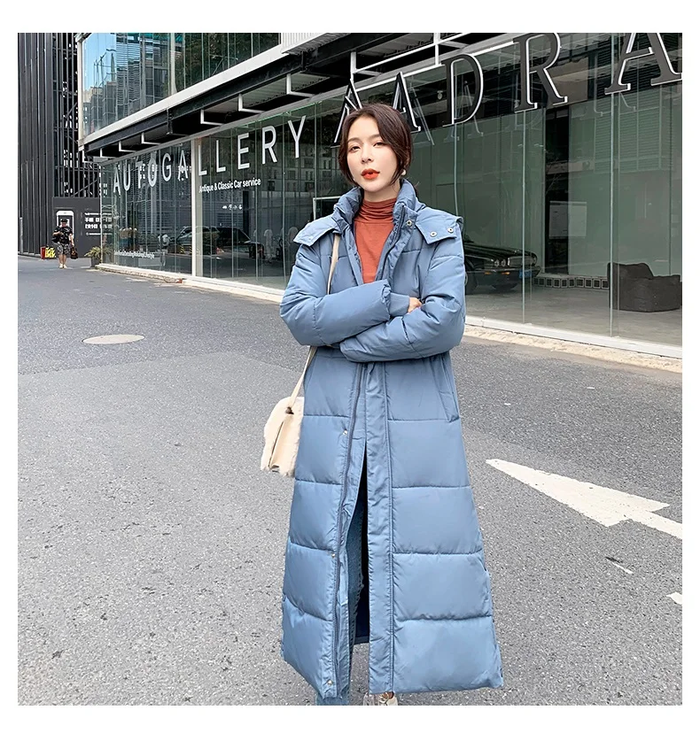 High Street split Parka Femme Hiver Повседневная зимняя длинная куртка с длинным рукавом женские толстовки размера плюс женская парка с хлопковой подкладкой