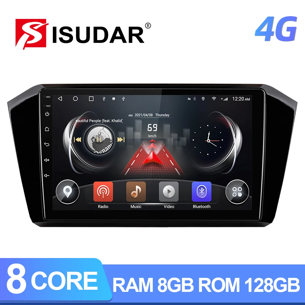 

ISUDAR T72 QLED 4G Android Car Radio For VW/Volkswagen Passat B8 2015- GPS CANBUS Carplay Octa Core RAM 8GB ROM 128G DVR No 2din