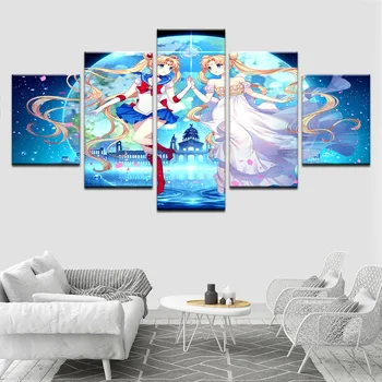

Painting Sailor Moon Full Round Drill DIY Diamond 5D 5 Pcs Embroidery Handicraft Picture Anime Wall Art Home Decor Cross Stitch