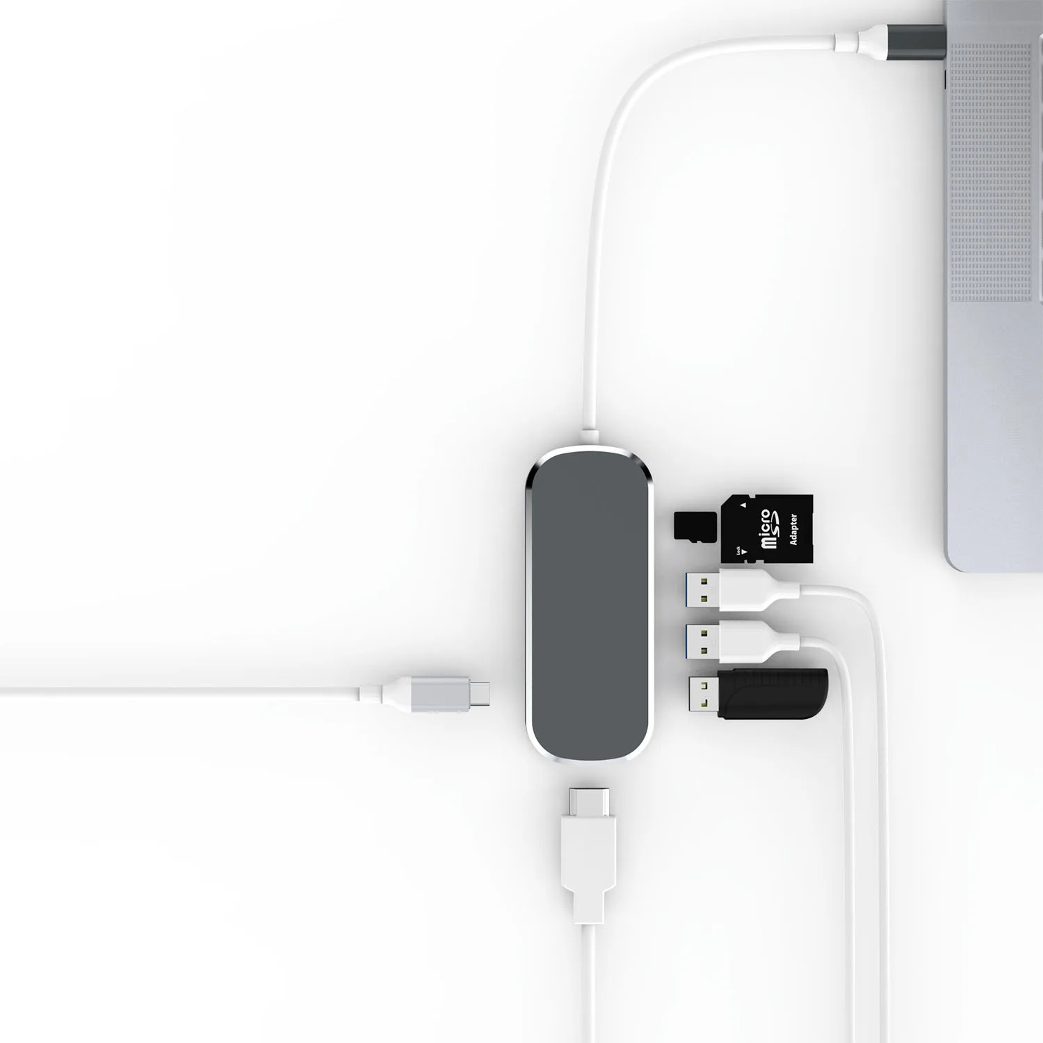 7-в-1 Тип usb C преобразователь USB-C до 4K HDMI/3 USB3.0/SD/TF Card Reader/зарядка PD для Macbook Pro, Google Chromebook, Dell