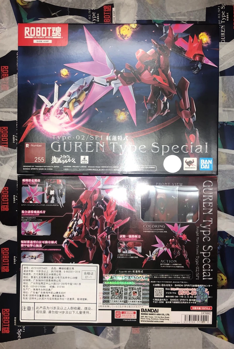 Оригинальный BANDAI духов Tamashii Наций робот-спирит № 255 фигурку-Guren специального Тип от «Code Geass Re; surrection"