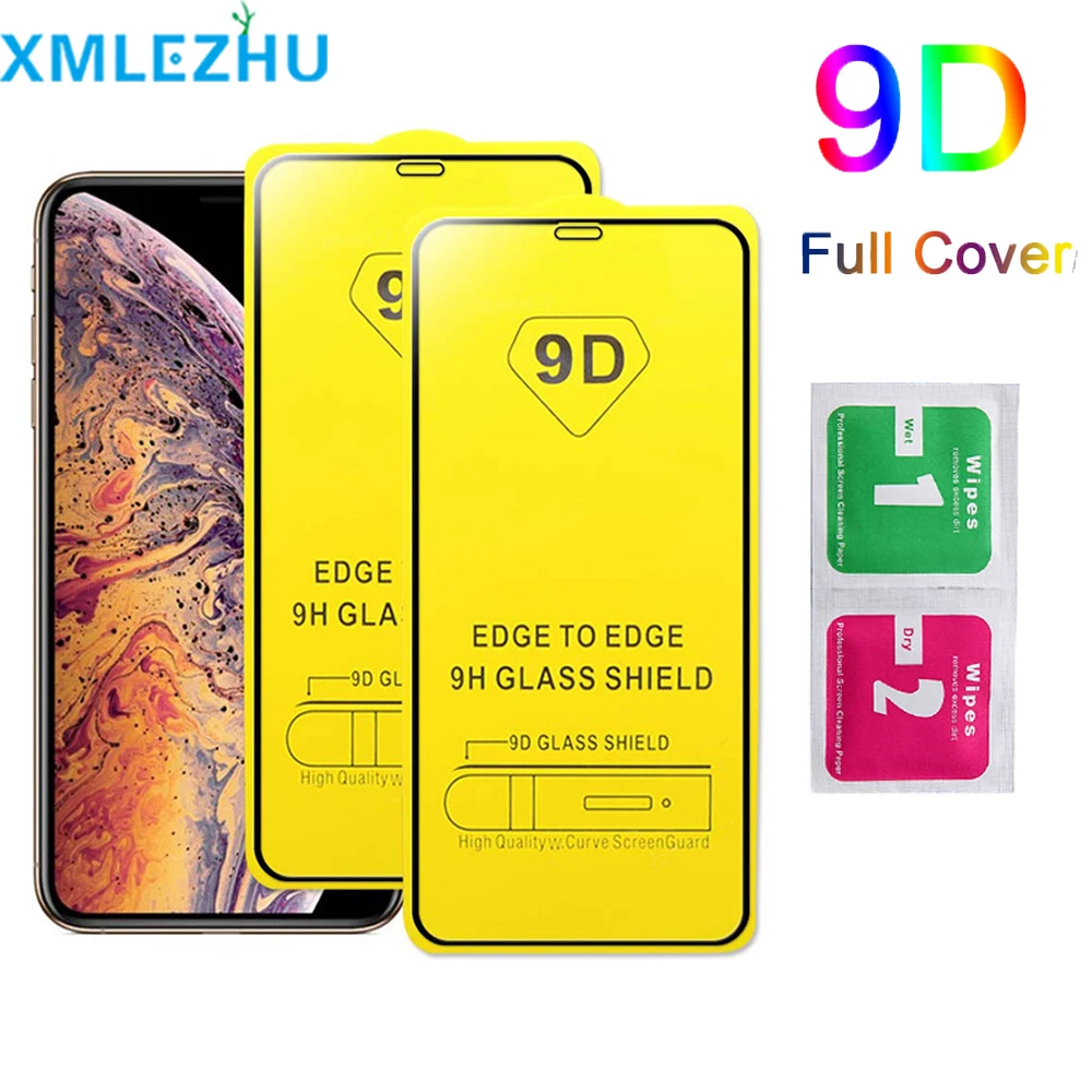 100 шт 9D полный клей полное покрытие закаленное стекло протектор экрана для iPhone 11