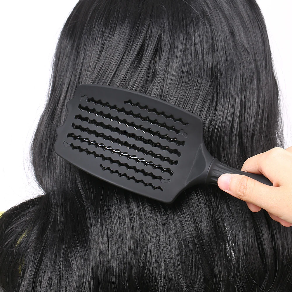 Новая расческа изогнутое вентиляционное отверстие щетка для мини-фен для укладки щетка для распутывания волос волна ряд щетка для коротких густых запутывания вьющихся волос