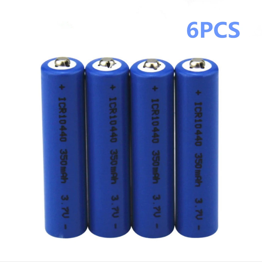 

6pcs/lot High quality 3.7v 10440 rechargeable lithium battery for flashlight toy 350MAH AAA rechargeable battery