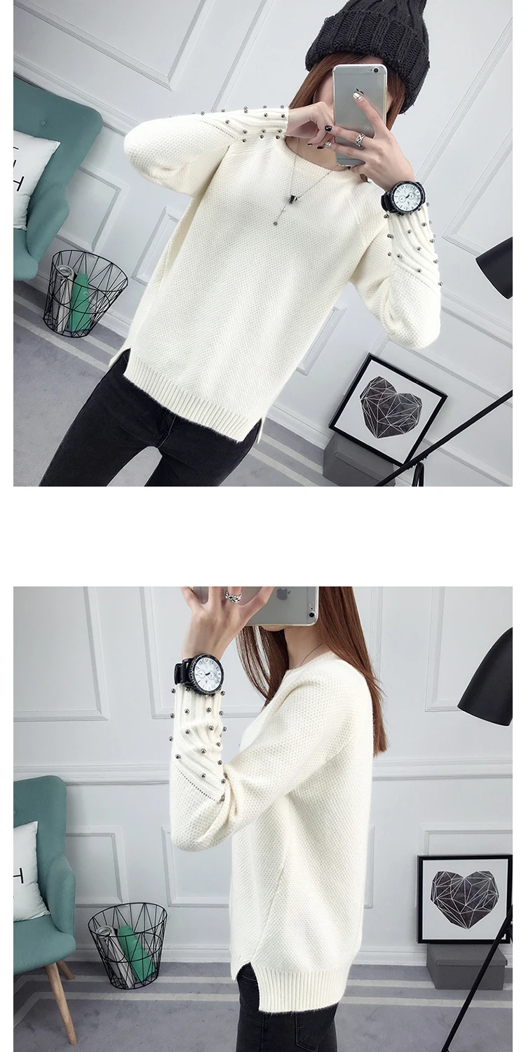 OHCLOTHING весенний корейский короткий Универсальный Зимний свитер вязаная рубашка с длинными рукавами и свободные женские