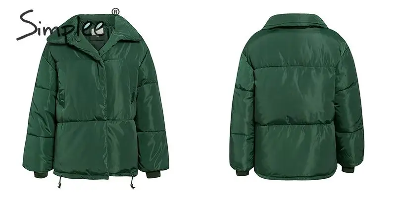 Simplee Fashion женскoе свободные толстые курткa повседневные карманные женские теплые ватные курткa пальто зашнуровать мягкoе пуховик
