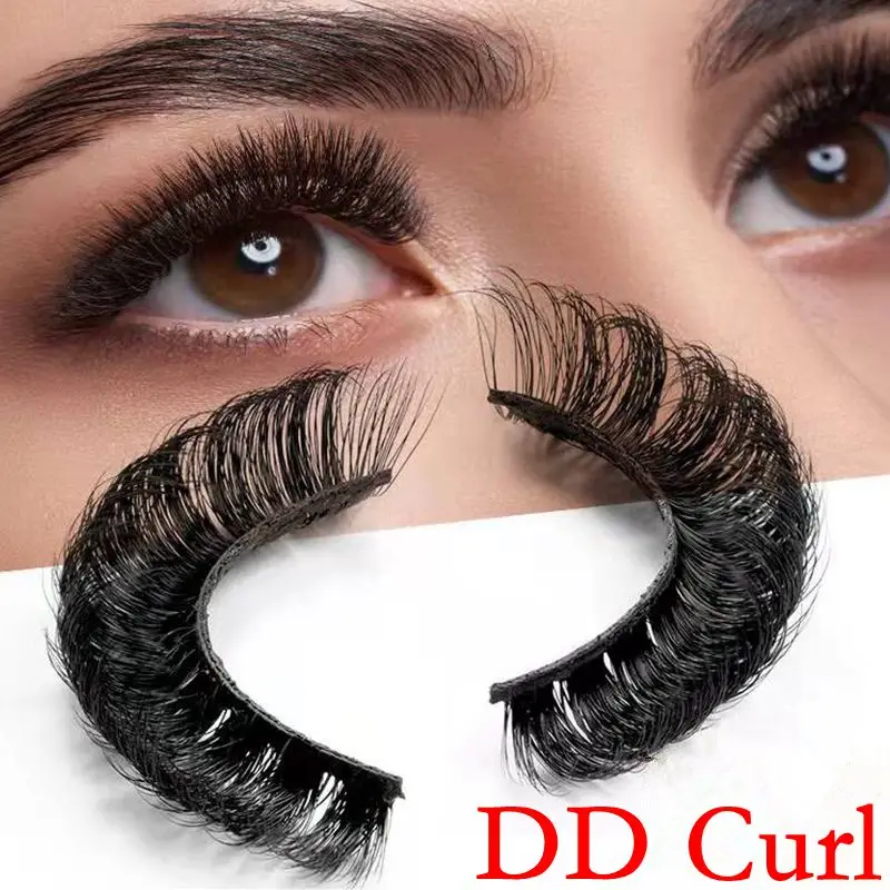 Wholesale 10 pairs DD Curl Faux Mink Eyelashes Handmade Russia Volmme Strip Eyelashes Make up Fluffy Super  Curl Eyelashes