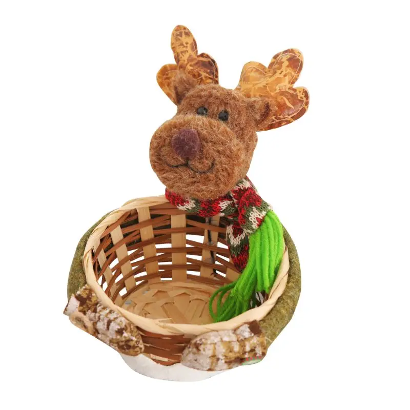 Christmas Candy Storage Basket Decoration Santa Claus Snowman Merry Christmas Candy Storage Basket Gift for Christmas Home Part
