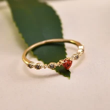 2019 nuevo anillo de circonio rojo corazón dorado Simple para mujer anillo exquisito Vintage romántico para fiesta joyería para mujer regalo