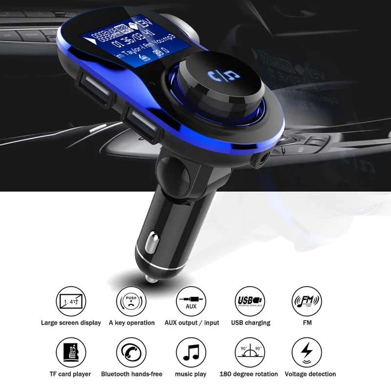 Konrisa Bluetooth автомобильный комплект громкой связи вызов fm-передатчик AUX Выход A2DP музыкальный плеер 5 в 3.4A двойное зарядное устройство Поддержка USB драйвер