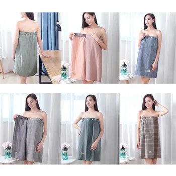 

1Pcs Home Textile Towel Beach Spa Bathrobes Nightwear Cotton Wearable Robes Bath Womens Lady Supplies Fast Drying Towel Dress
