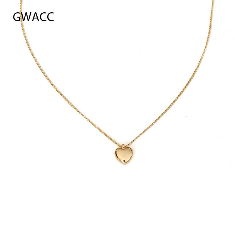 

GWACC New Simple Cute Heart Pendant Necklaces For Women Fashion Jewelry Gold Color Necklace Girls Gift Small Heart Design boho