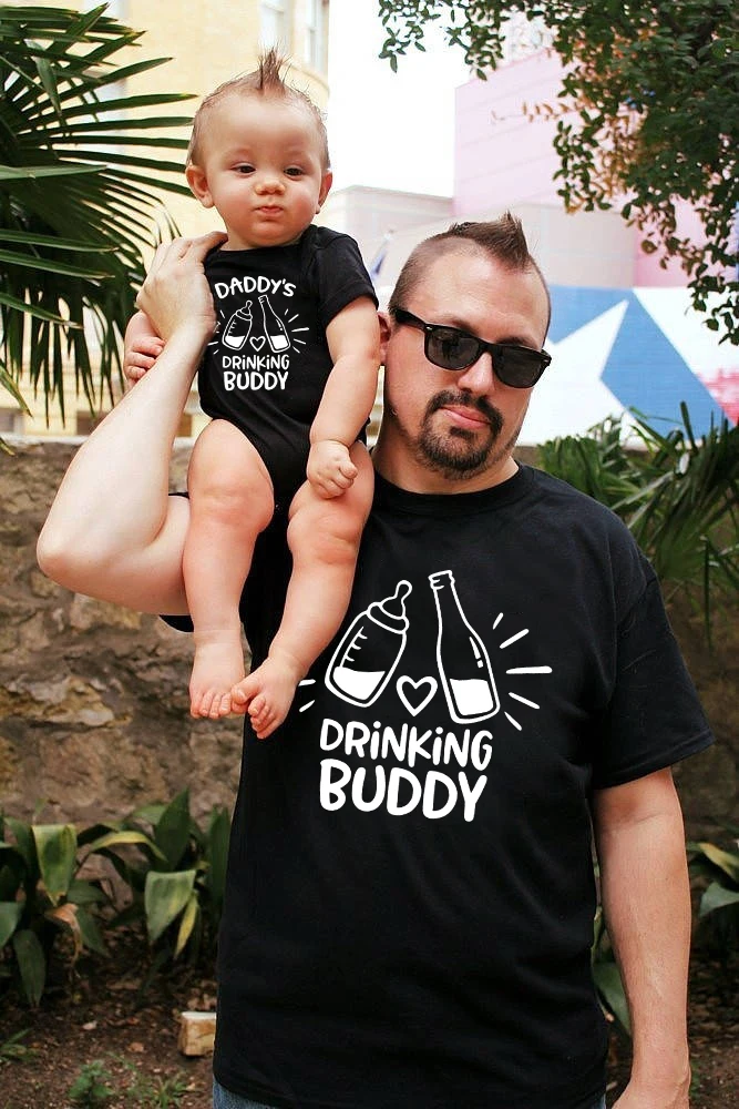 1pc Drinking Buddies Milk and Beer Family Matching Shirts Father Son/Daughter Dad Son Daddy Me Shirt New Gift | Мать и ребенок