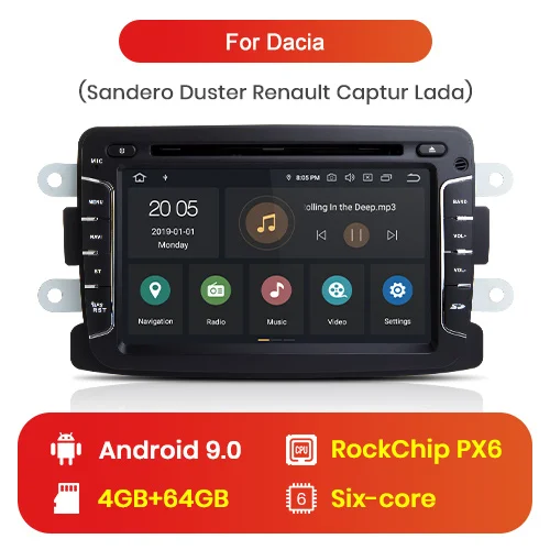 4GB - 64GB Junsun 4G+ 64G Android 9,0 DSP для Duster Renault/Dacia/Sandero Captur/Lada Vesta/Xray 2/Logan 2 Автомобильный мультимедийный плеер 1 din DVD - Цвет: 4GB - 64GB