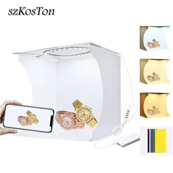 

Mini Folding Lightbox Photography Photo Studio Softbox Round Panel 3 Color Light Soft Box 6 Backdrops Light box For DSLR Camera