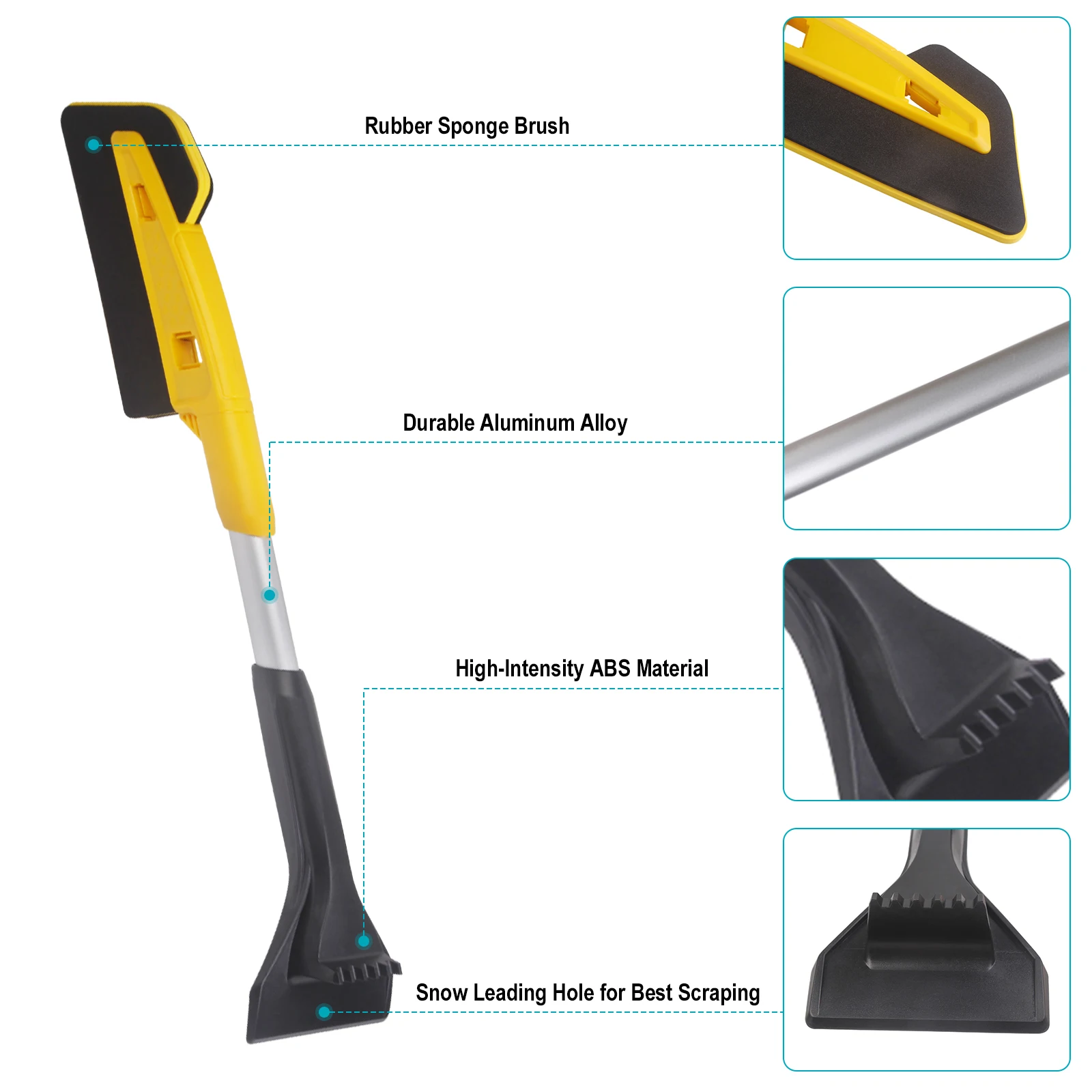 Car EVA Snow Shovel Multifunctional Snow Shovel Long Rod Deicing Ice Sweep Tool Removal Brush Winter