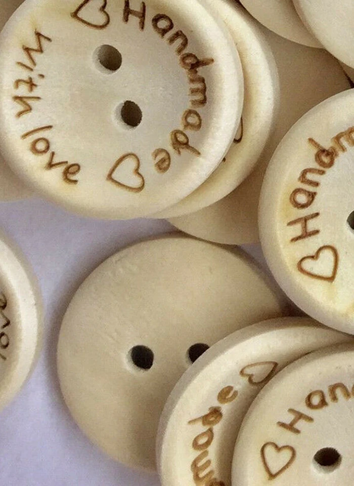 100Pcs/Set DIY Wooden Buttons Bowls Shape Hand-made Engraving Cute Simple Practical Buttons Apparel Sewing Supplies