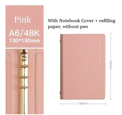 Pink A5/6 цветной модный блокнот планировщик мероприятий утолщенный Дневник для девочек канцелярские принадлежности записная книжка Filofax блокнот - Цвет: Pink