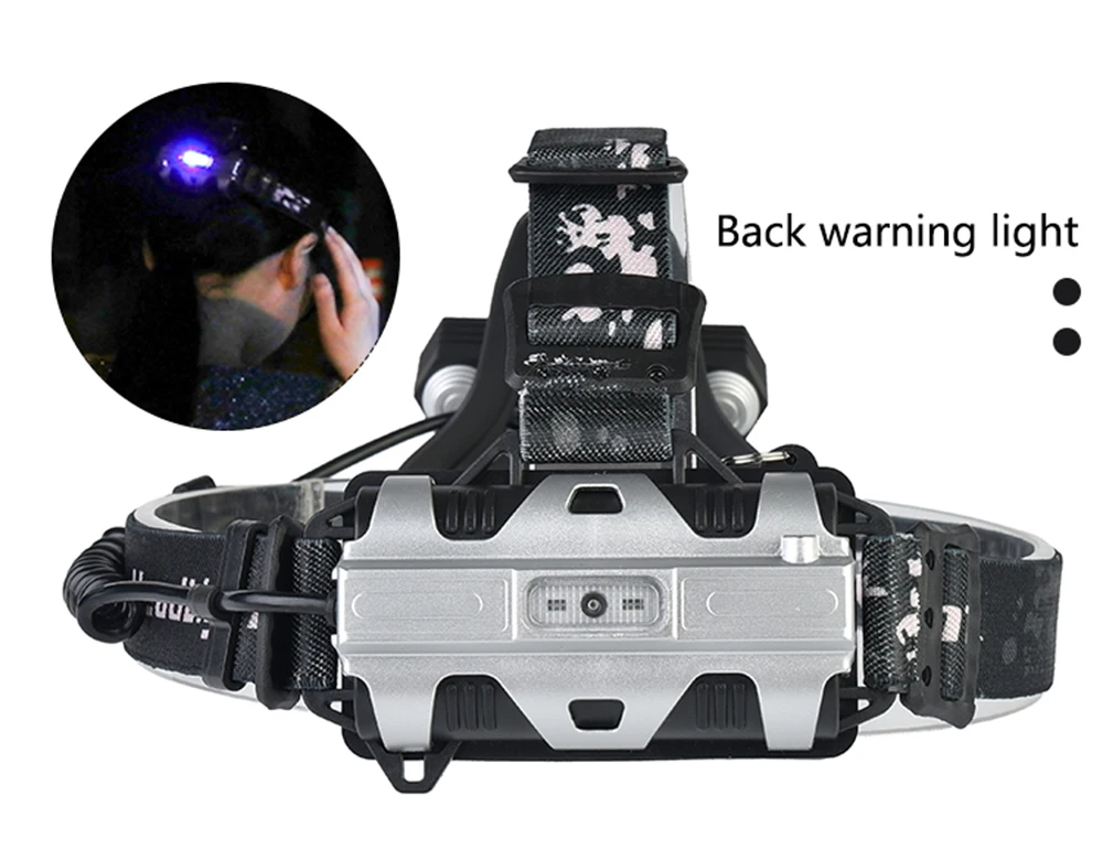USB Перезаряжаемый светодиодный налобный фонарь мощный вращающийся зум водонепроницаемый налобный фонарь трехцветные блики рыболовные огни с использованием батареи 18650