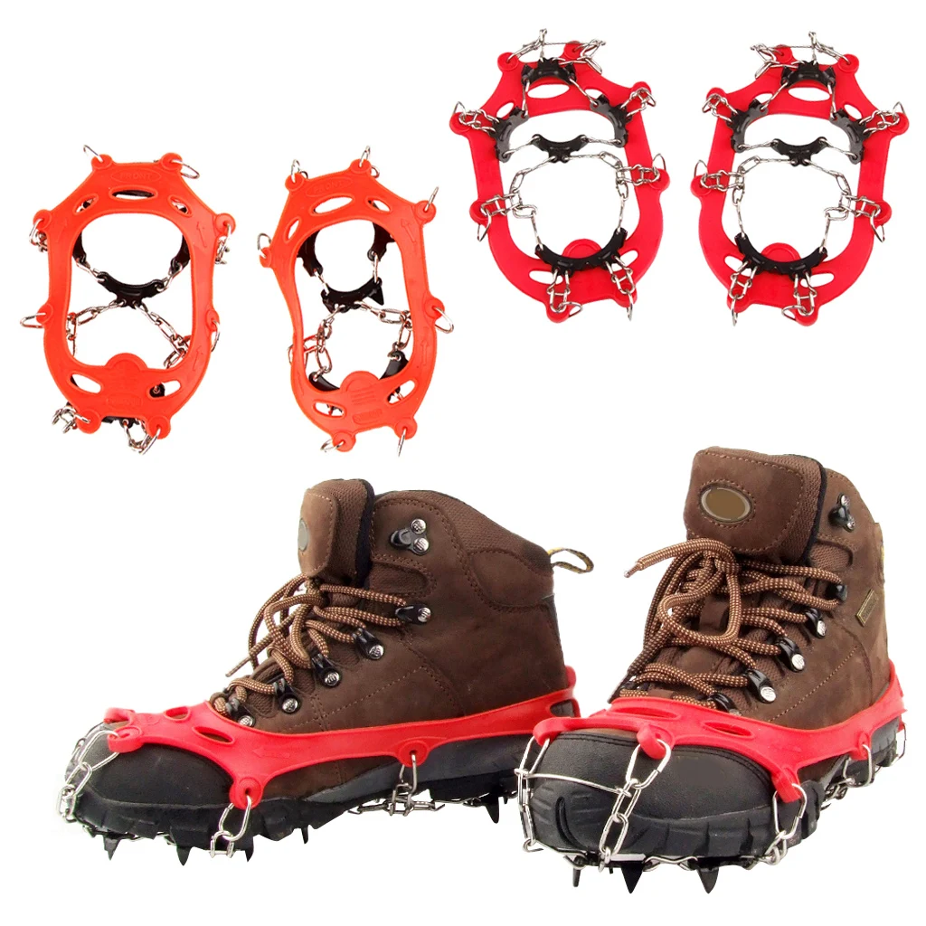 11-Teeth Climbing Boots Shoes Cover Spikes Cleats Crampons Ice Snow Grippers