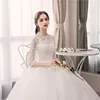 Customized Wedding Dresses Ball Gowns Lace Up New Style Bride Half Sleeve French Embroidery Wedding Dress Vestido De Noiva 5