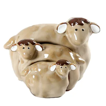 

3pcs/Set Porcelain Animal Little Sheep Crafts Decorative Tabletop Sheep Key Organizer Houseware Trinket Ornament Gift LC