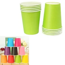 20 шт одноразовая посуда для еды бумажный стаканчик сплошной цвет посуда для вечеринки в честь Дня Рождения питание одноразовые толстые цветные бумажные стаканчики