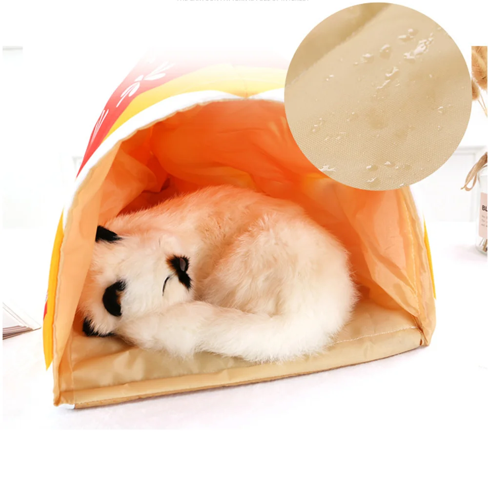Cartoon Fish Print Cat Sleeping Bag Spring Summer Cat Supplies Hamster Ferret Dog House Bed with Paper Sound at Bottom