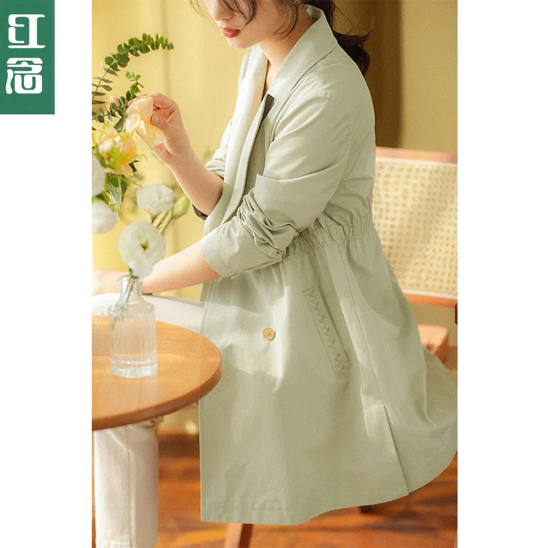 

medium and long windbreaker women's autumn 2021 new women's fashion temperament small man spring and autumn pure cotton