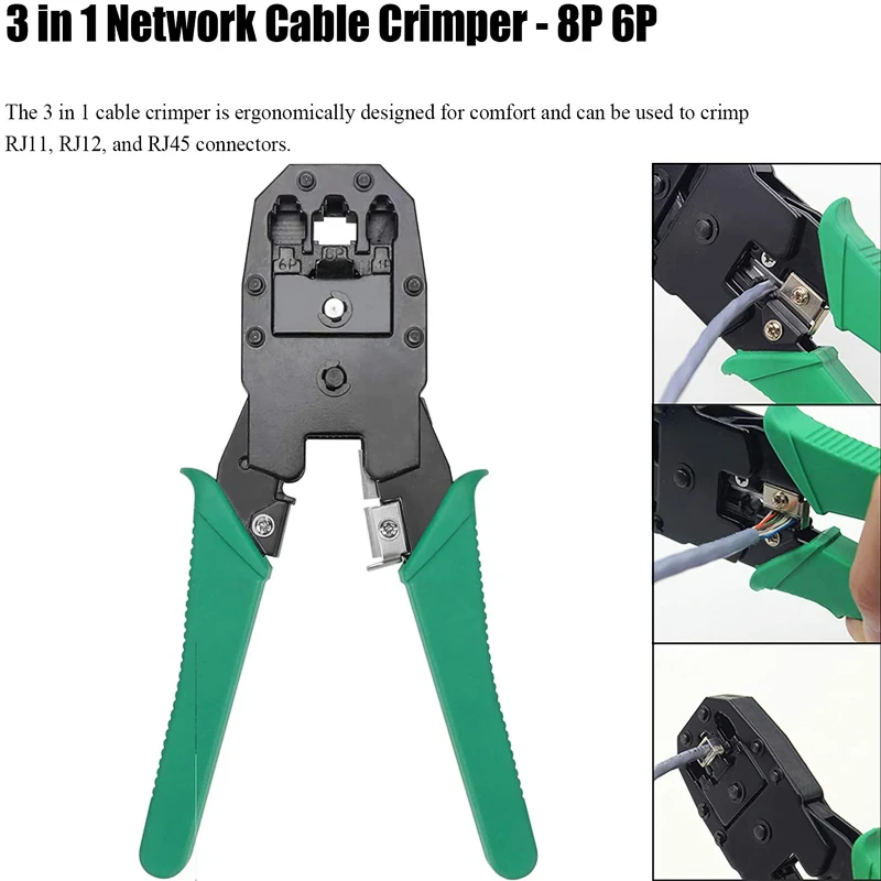 HTOC 9 In 1 Crimp Network Tool Kit Computer Maintenance Repair Tools Cable Crimping Pliers Tester Connectors For RJ45/11/12